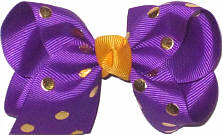 Toddler Regal Purple with Metallic Gold Dots and Yellow Gold Knot Bow